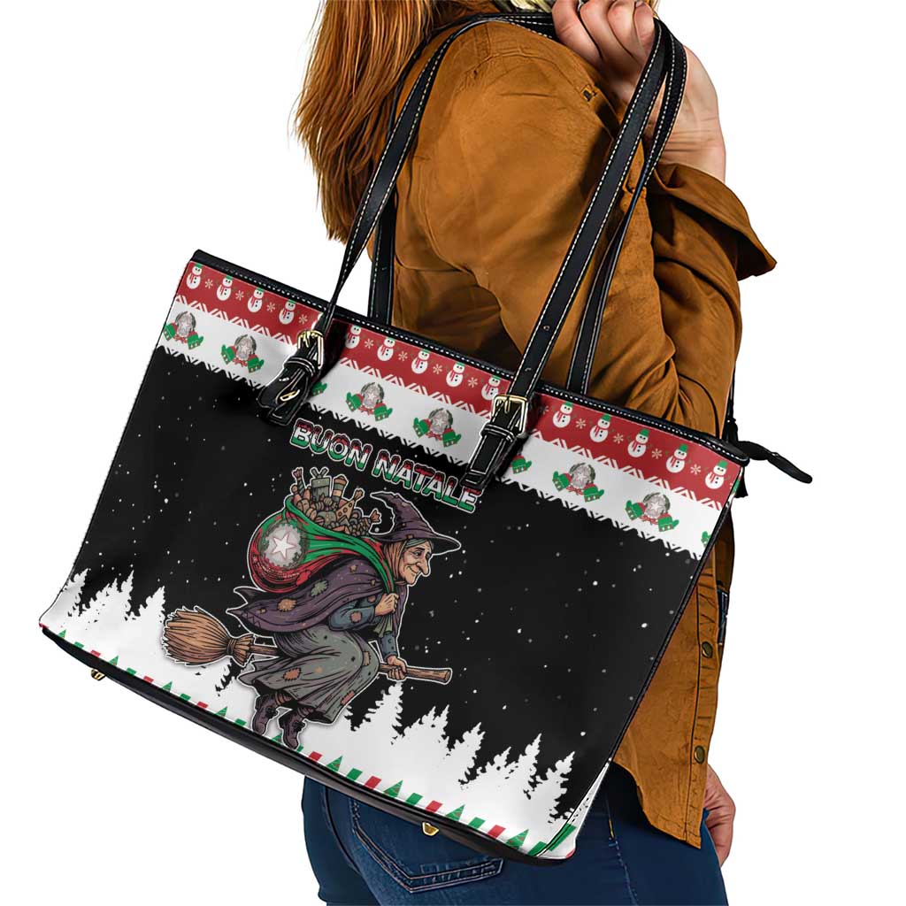 Italy Christmas Leather Tote Bag La Befana Buon Natale - Wonder Print Shop