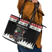 Italy Christmas Leather Tote Bag La Befana Buon Natale - Wonder Print Shop