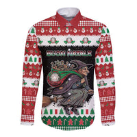 Italy Christmas Long Sleeve Button Shirt La Befana Buon Natale - Wonder Print Shop