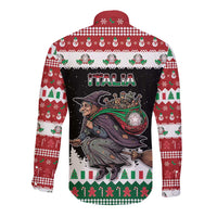 Italy Christmas Long Sleeve Button Shirt La Befana Buon Natale - Wonder Print Shop