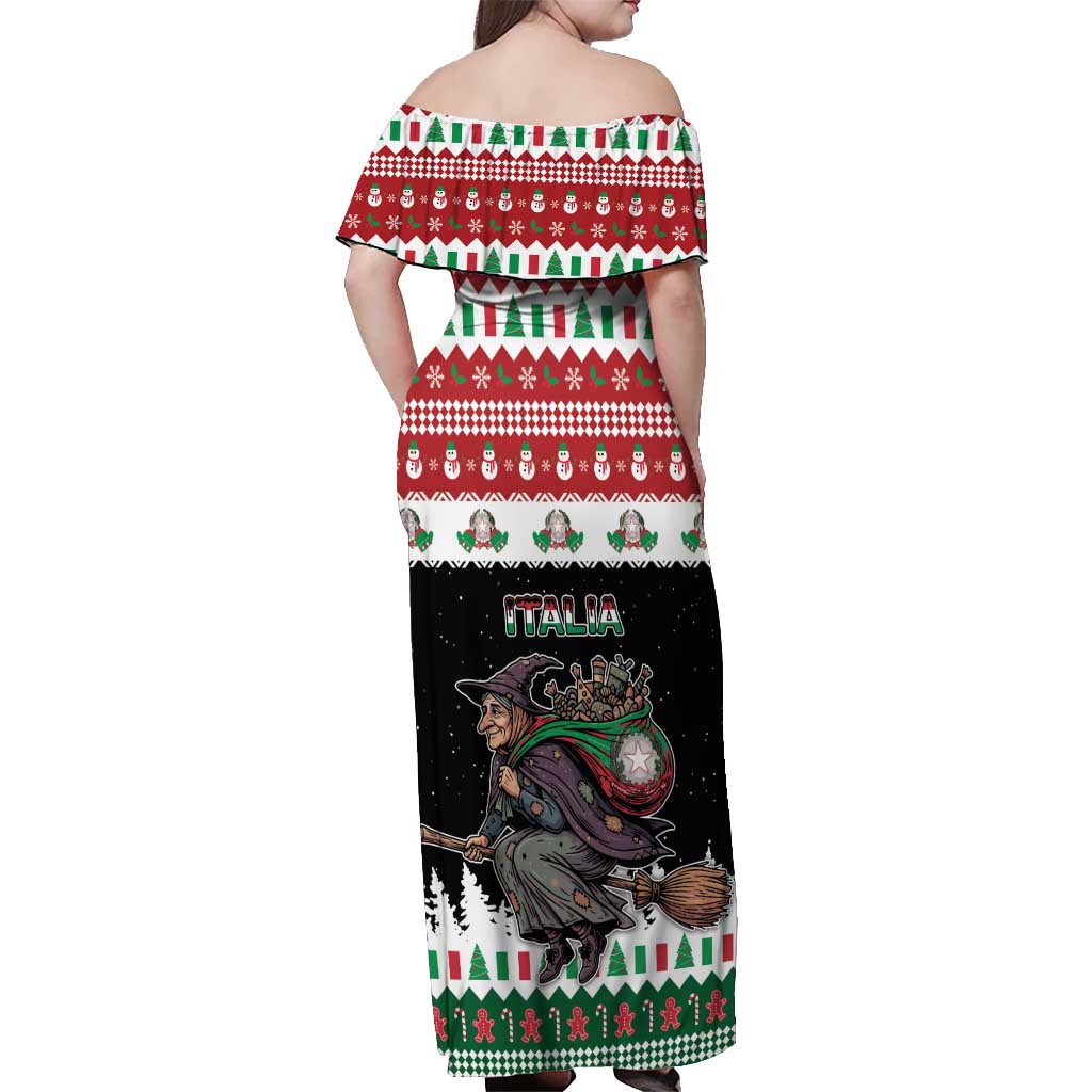 Italy Christmas Off Shoulder Maxi Dress La Befana Buon Natale - Wonder Print Shop