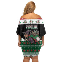 Italy Christmas Off Shoulder Short Dress La Befana Buon Natale - Wonder Print Shop
