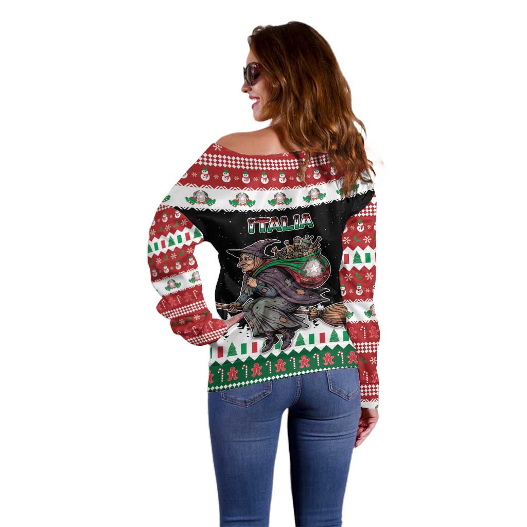 Italy Christmas Off Shoulder Sweater La Befana Buon Natale - Wonder Print Shop