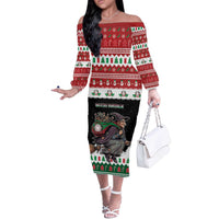 Italy Christmas Off The Shoulder Long Sleeve Dress La Befana Buon Natale - Wonder Print Shop