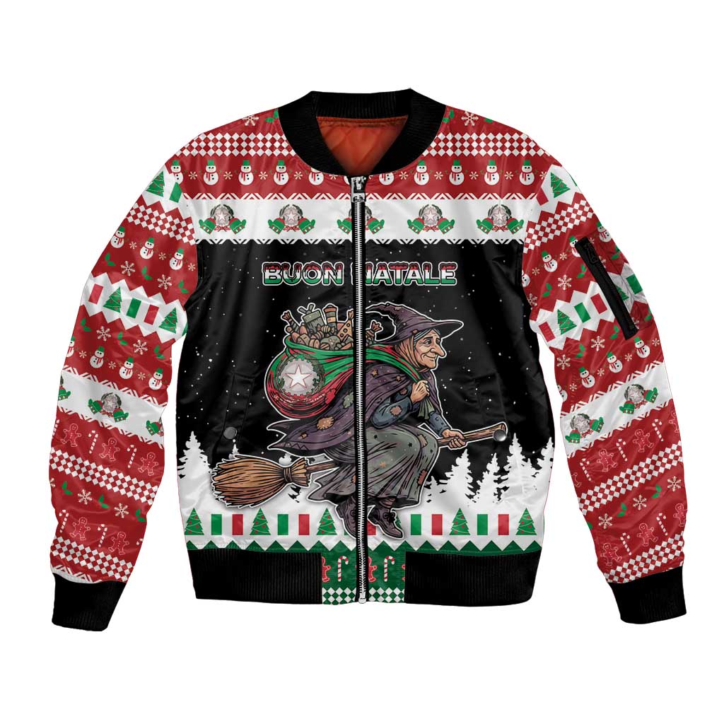 Italy Christmas Sleeve Zip Bomber Jacket La Befana Buon Natale - Wonder Print Shop