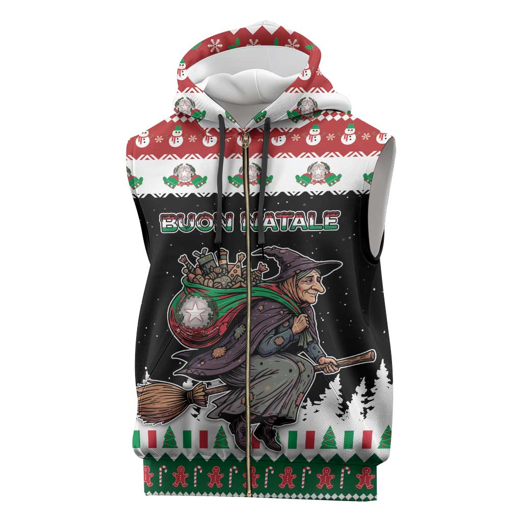 Italy Christmas Sleeveless Zip Hoodie La Befana Buon Natale - Wonder Print Shop