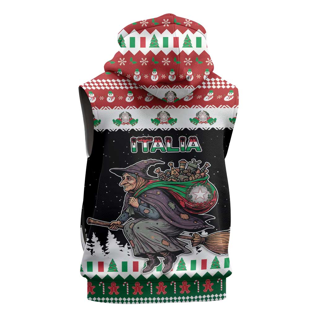 Italy Christmas Sleeveless Zip Hoodie La Befana Buon Natale - Wonder Print Shop