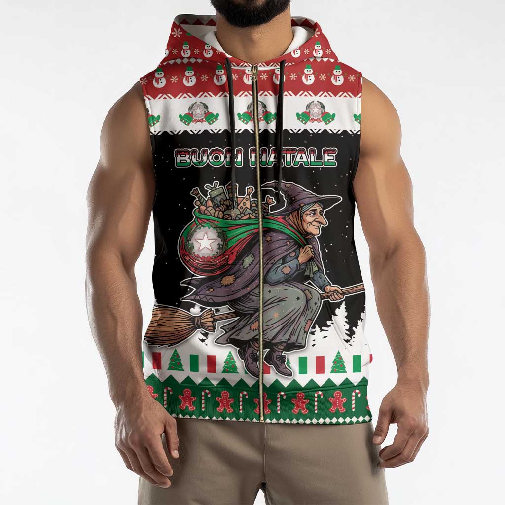 Italy Christmas Sleeveless Zip Hoodie La Befana Buon Natale - Wonder Print Shop