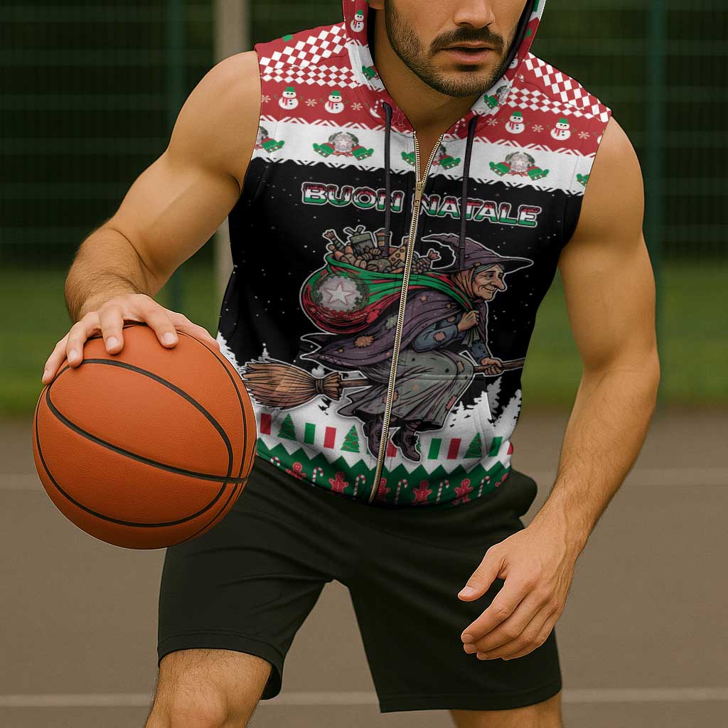Italy Christmas Sleeveless Zip Hoodie La Befana Buon Natale - Wonder Print Shop