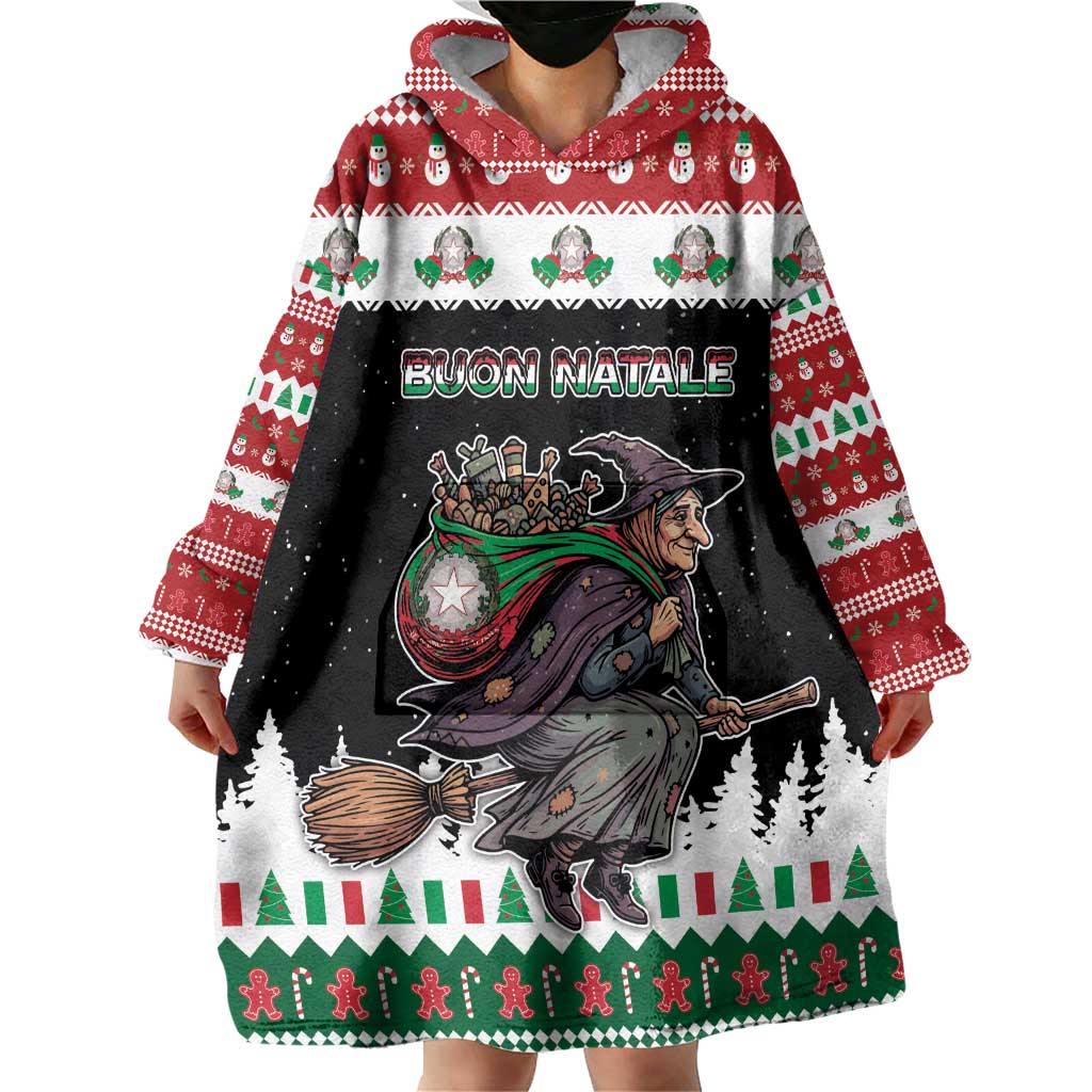 Italy Christmas Wearable Blanket Hoodie La Befana Buon Natale - Wonder Print Shop