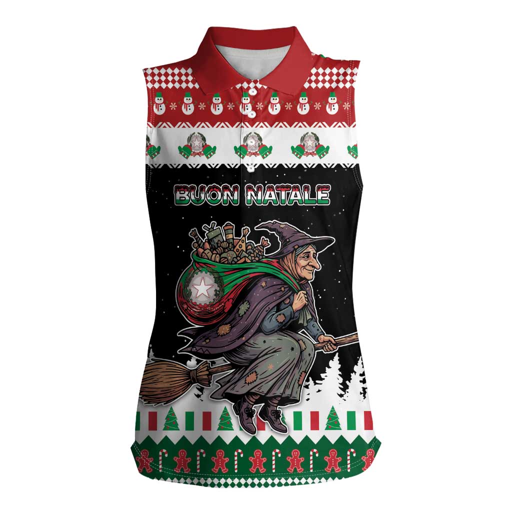 Italy Christmas Women Sleeveless Polo Shirt La Befana Buon Natale - Wonder Print Shop