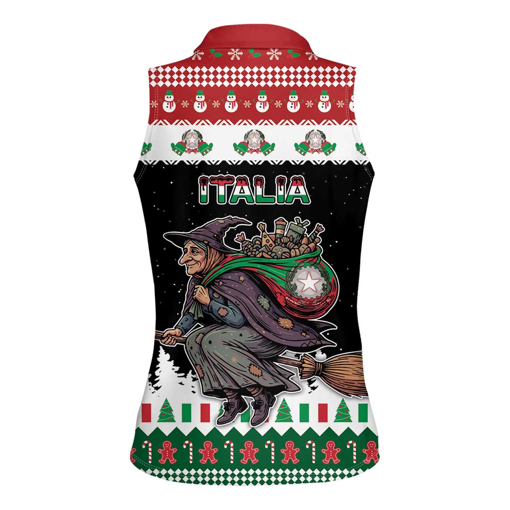 Italy Christmas Women Sleeveless Polo Shirt La Befana Buon Natale - Wonder Print Shop