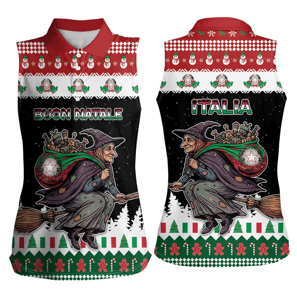 Italy Christmas Women Sleeveless Polo Shirt La Befana Buon Natale - Wonder Print Shop