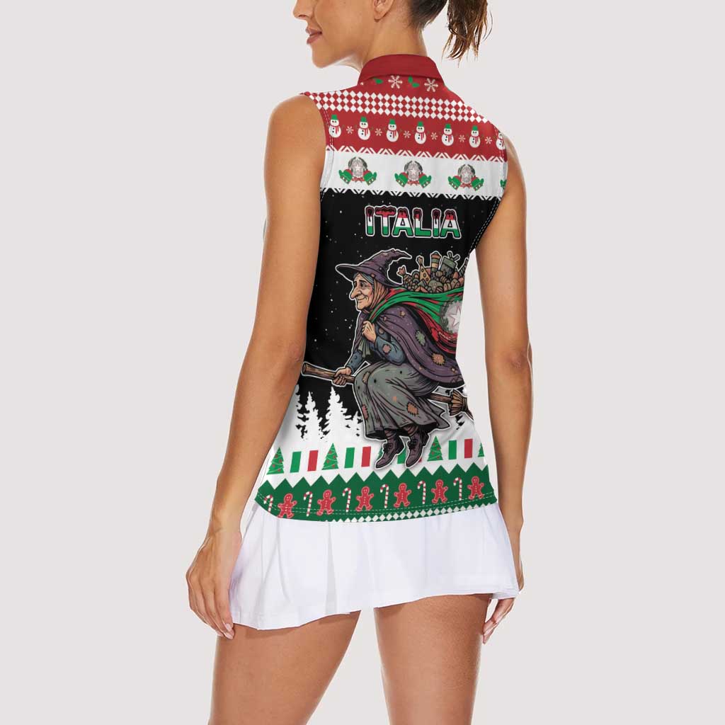 Italy Christmas Women Sleeveless Polo Shirt La Befana Buon Natale - Wonder Print Shop