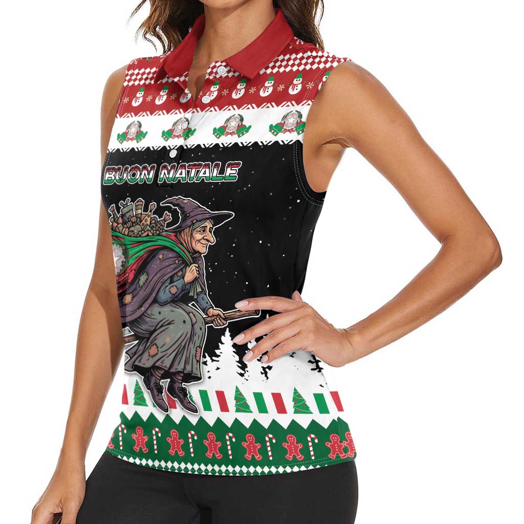 Italy Christmas Women Sleeveless Polo Shirt La Befana Buon Natale - Wonder Print Shop