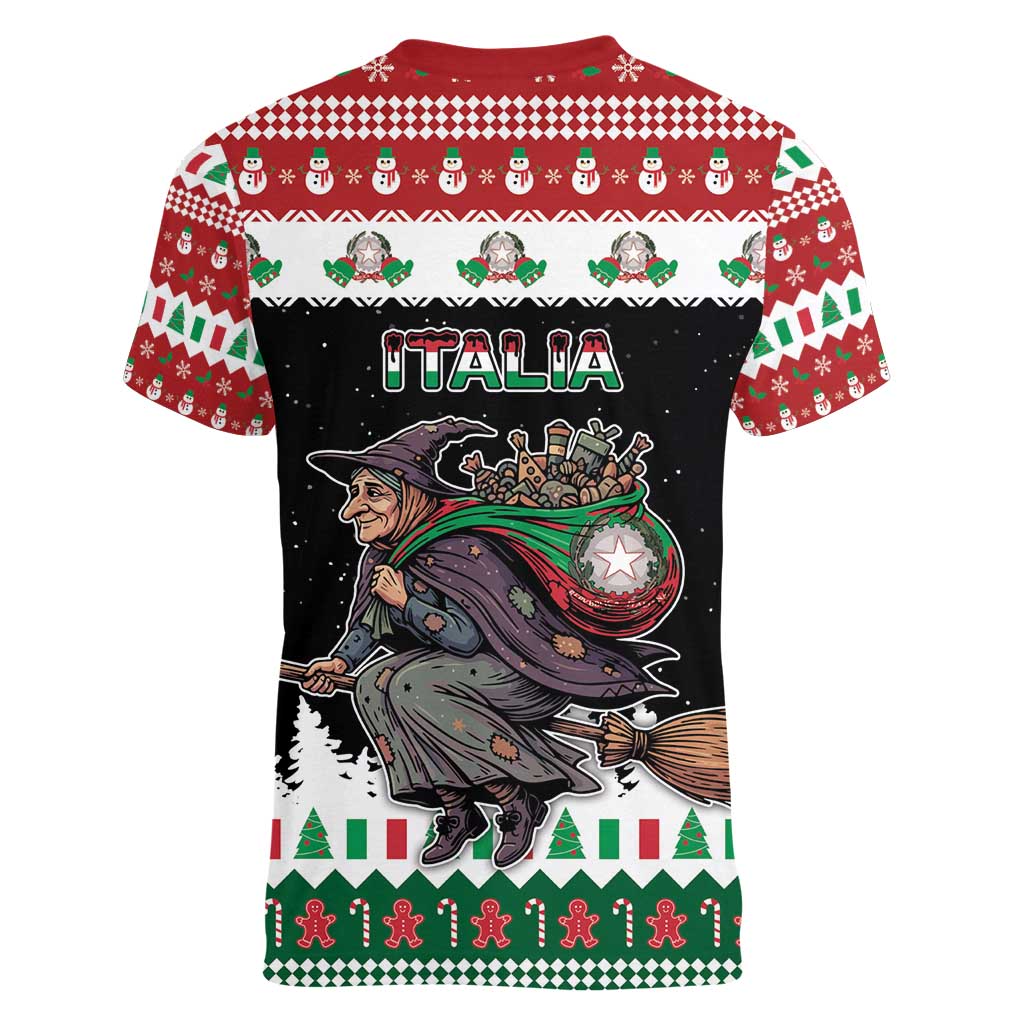 Italy Christmas Women V-Neck T-Shirt La Befana Buon Natale - Wonder Print Shop