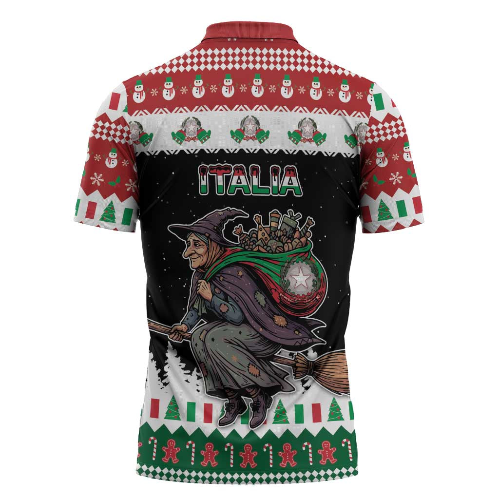 Italy Christmas Zipper Polo Shirt La Befana Buon Natale - Wonder Print Shop
