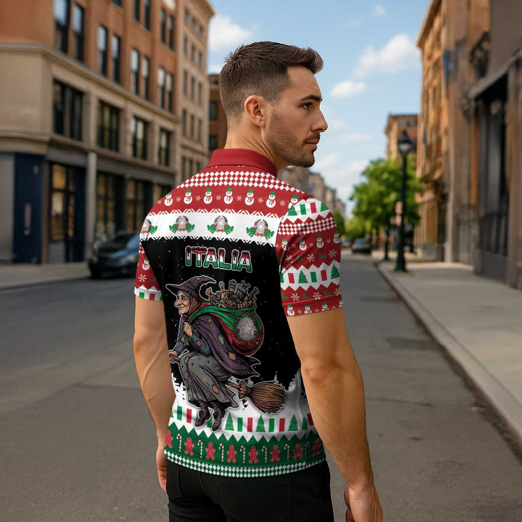 Italy Christmas Zipper Polo Shirt La Befana Buon Natale - Wonder Print Shop
