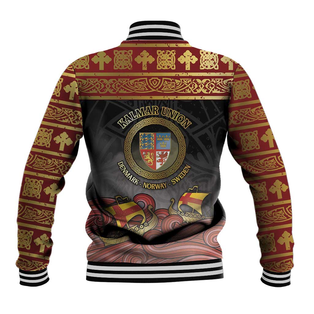 Danish Empire Baseball Jacket Kalmar Union With Viking Patterns - Wonder Print Shop