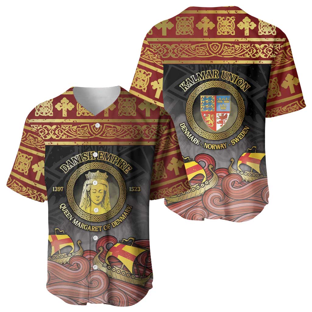 Danish Empire Baseball Jersey Kalmar Union With Viking Patterns - Wonder Print Shop