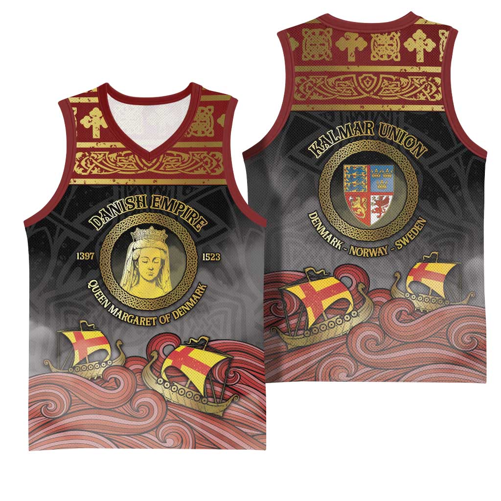 Danish Empire Basketball Jersey Kalmar Union With Viking Patterns - Wonder Print Shop