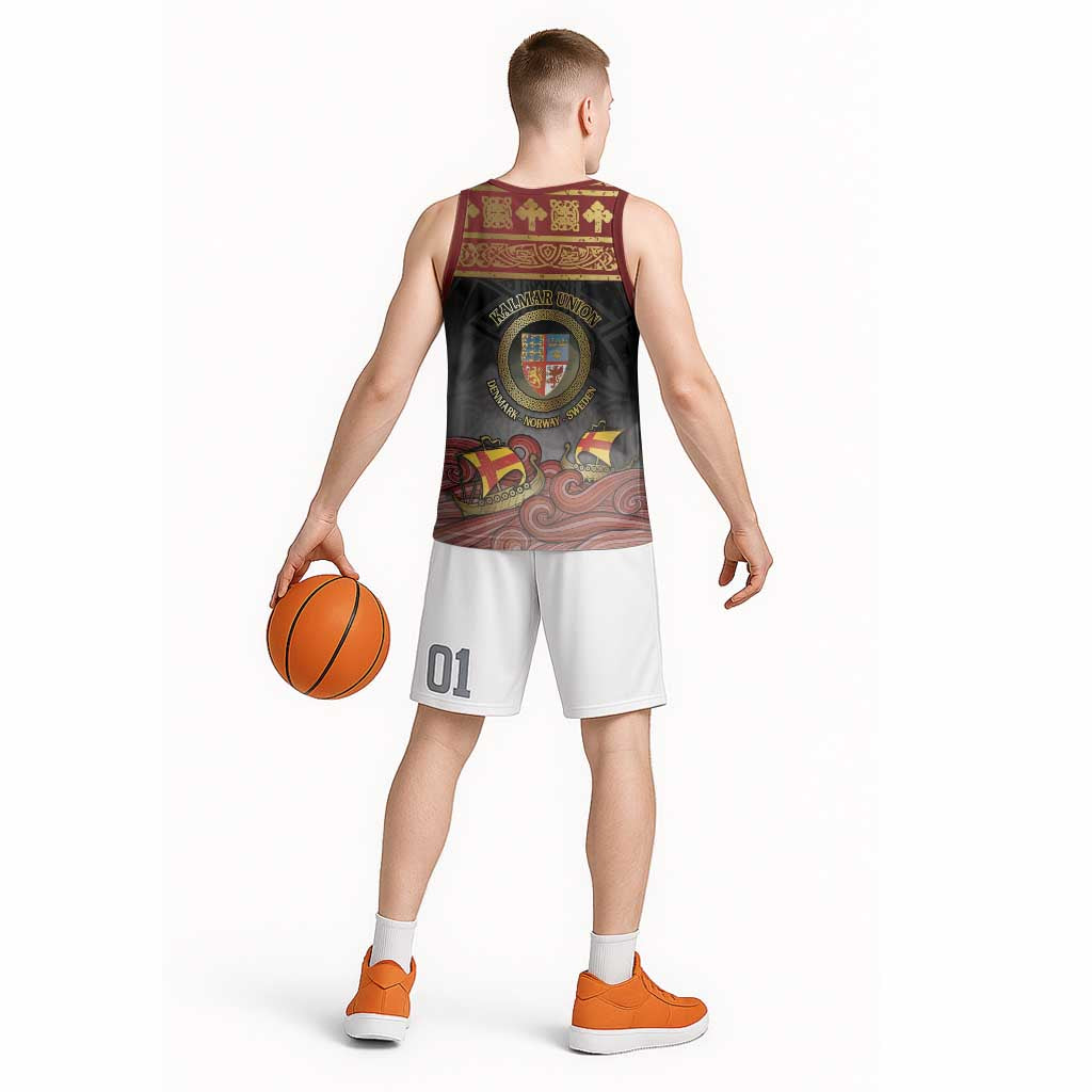 Danish Empire Basketball Jersey Kalmar Union With Viking Patterns - Wonder Print Shop