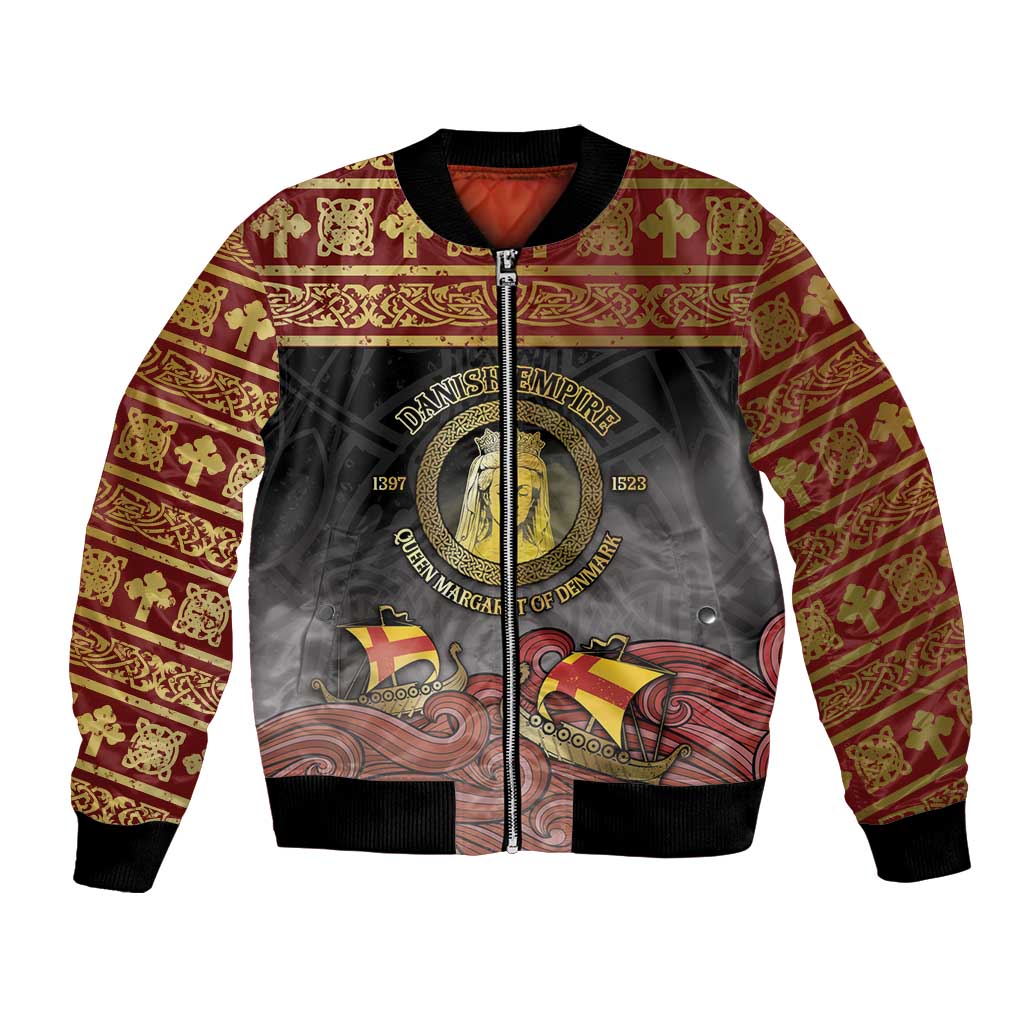 Danish Empire Bomber Jacket Kalmar Union With Viking Patterns - Wonder Print Shop