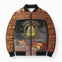 Danish Empire Bomber Puffer Jacket Kalmar Union With Viking Patterns - Wonder Print Shop