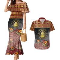 Danish Empire Couples Matching Mermaid Dress and Hawaiian Shirt Kalmar Union With Viking Patterns - Wonder Print Shop
