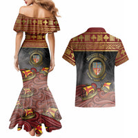 Danish Empire Couples Matching Mermaid Dress and Hawaiian Shirt Kalmar Union With Viking Patterns - Wonder Print Shop