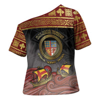Danish Empire Cross Shoulder Shirt Kalmar Union With Viking Patterns - Wonder Print Shop
