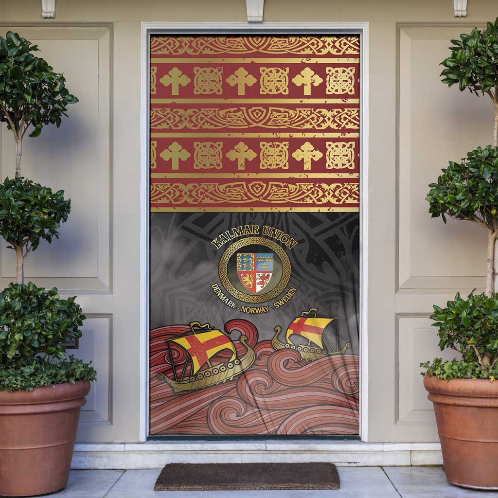 Danish Empire Door Cover Kalmar Union With Viking Patterns - Wonder Print Shop