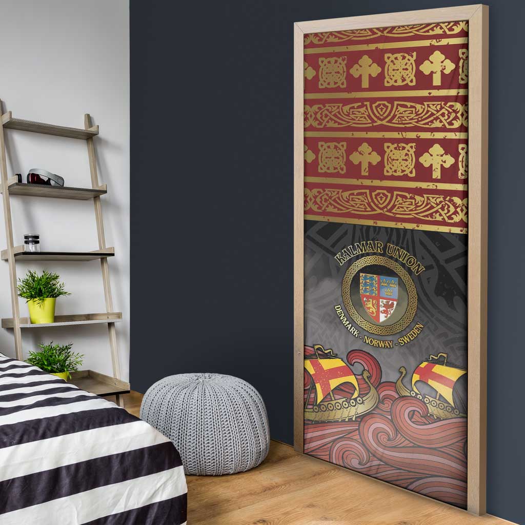 Danish Empire Door Cover Kalmar Union With Viking Patterns - Wonder Print Shop