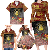 Danish Empire Family Matching Long Sleeve Bodycon Dress and Hawaiian Shirt Kalmar Union With Viking Patterns - Wonder Print Shop
