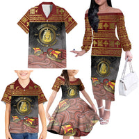 Danish Empire Family Matching Off The Shoulder Long Sleeve Dress and Hawaiian Shirt Kalmar Union With Viking Patterns - Wonder Print Shop