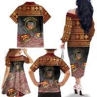 Danish Empire Family Matching Off The Shoulder Long Sleeve Dress and Hawaiian Shirt Kalmar Union With Viking Patterns - Wonder Print Shop