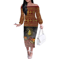 Danish Empire Family Matching Off The Shoulder Long Sleeve Dress and Hawaiian Shirt Kalmar Union With Viking Patterns - Wonder Print Shop