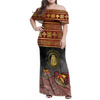 Danish Empire Family Matching Off Shoulder Maxi Dress and Hawaiian Shirt Kalmar Union With Viking Patterns - Wonder Print Shop