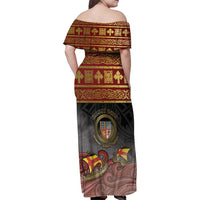 Danish Empire Family Matching Off Shoulder Maxi Dress and Hawaiian Shirt Kalmar Union With Viking Patterns - Wonder Print Shop