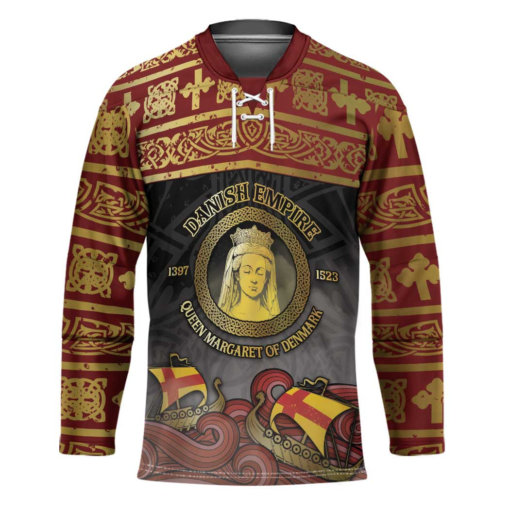 Danish Empire Hockey Jersey Kalmar Union With Viking Patterns - Wonder Print Shop