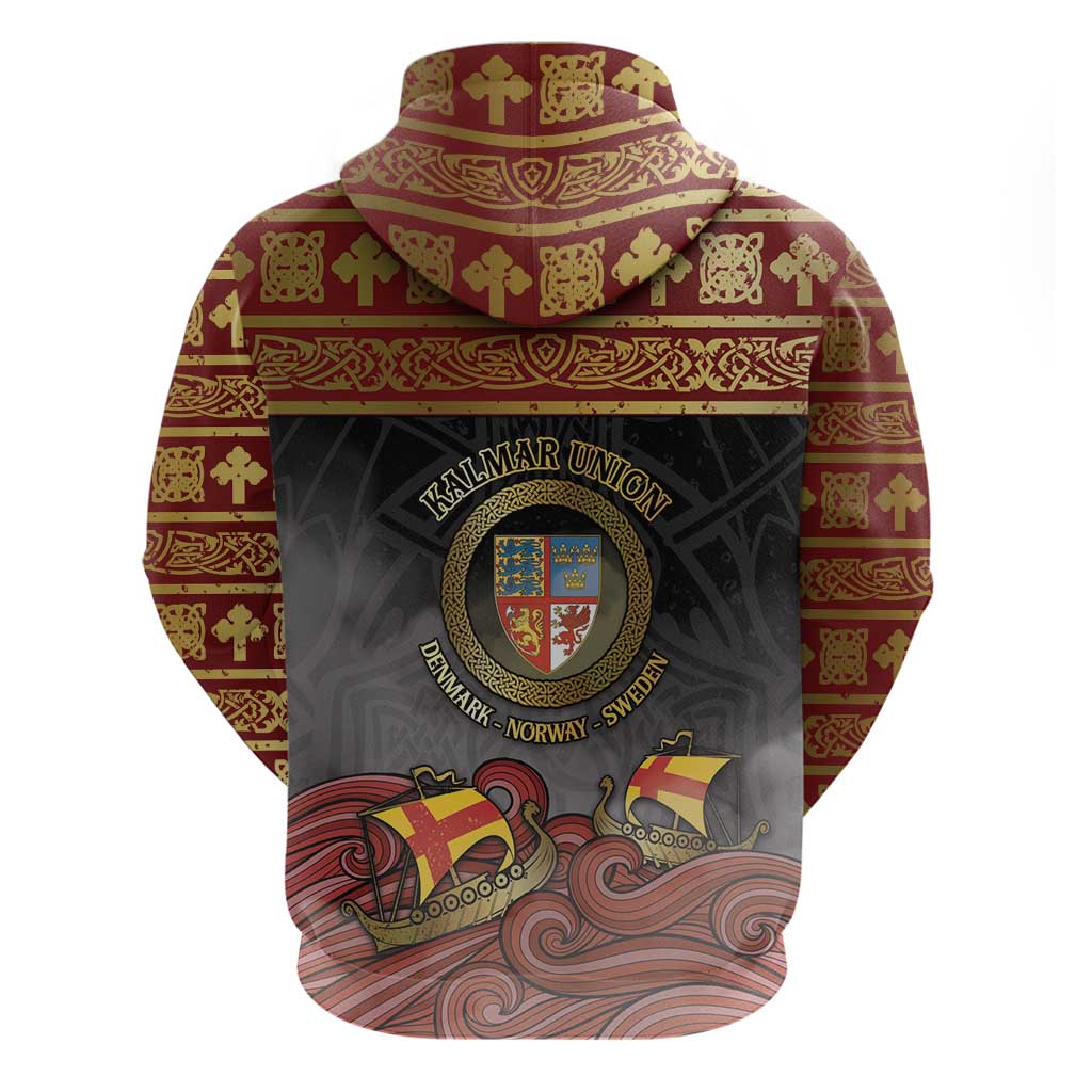 Danish Empire Hoodie Kalmar Union With Viking Patterns - Wonder Print Shop