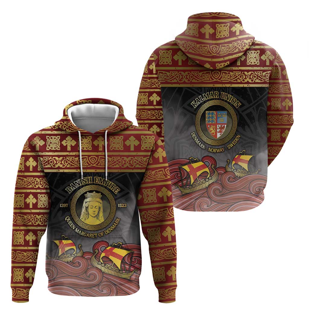 Danish Empire Hoodie Kalmar Union With Viking Patterns - Wonder Print Shop