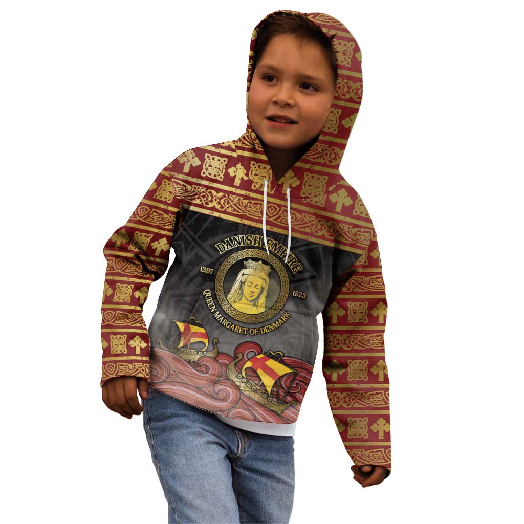 Danish Empire Kid Hoodie Kalmar Union With Viking Patterns - Wonder Print Shop