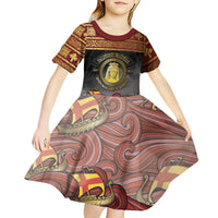 Danish Empire Kid Short Sleeve Dress Kalmar Union With Viking Patterns - Wonder Print Shop
