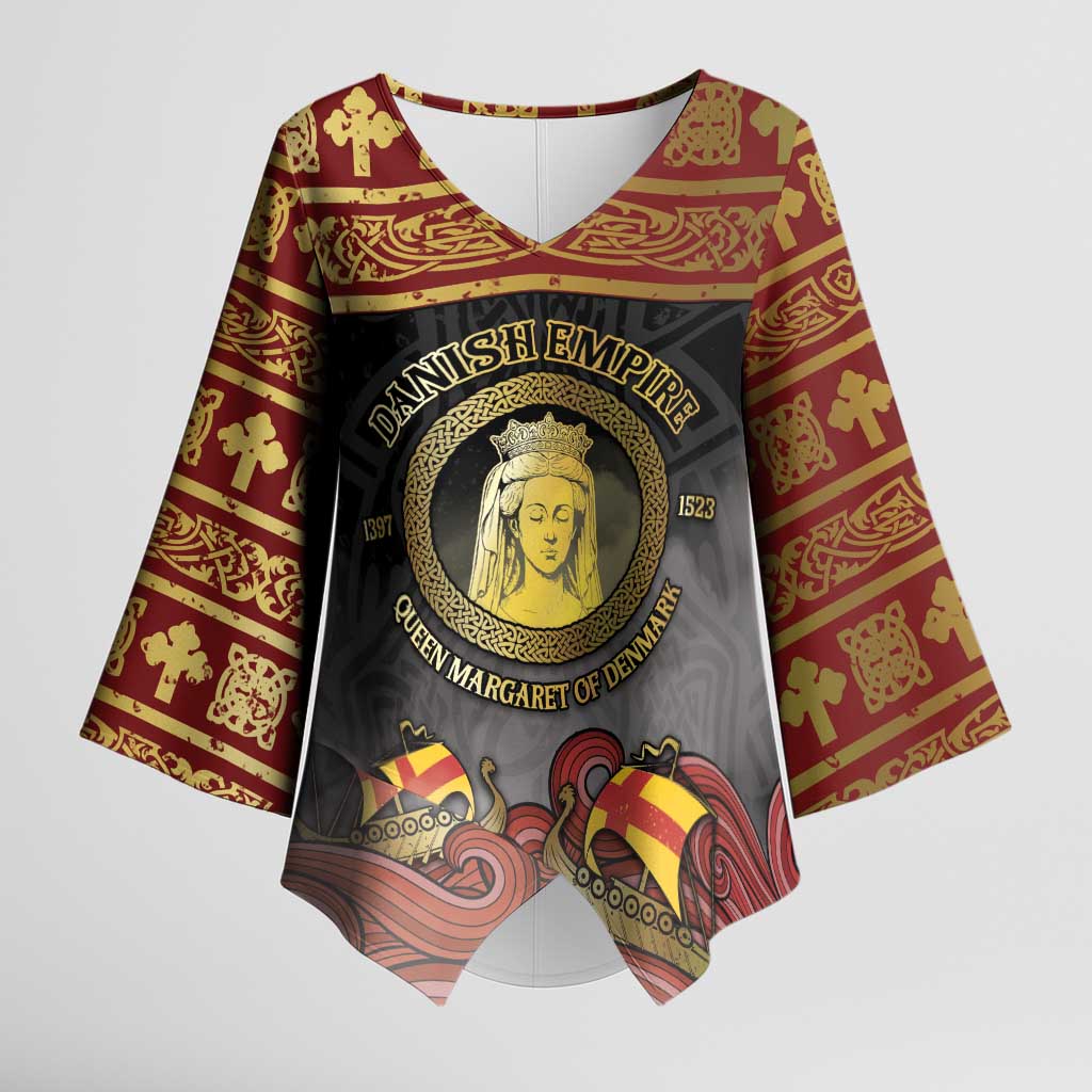 Danish Empire Kimono Sleeve Blouse Kalmar Union With Viking Patterns - Wonder Print Shop