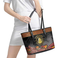 Danish Empire Leather Tote Bag Kalmar Union With Viking Patterns - Wonder Print Shop