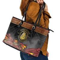 Danish Empire Leather Tote Bag Kalmar Union With Viking Patterns - Wonder Print Shop