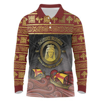 Danish Empire Long Sleeve Polo Shirt Kalmar Union With Viking Patterns - Wonder Print Shop