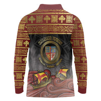 Danish Empire Long Sleeve Polo Shirt Kalmar Union With Viking Patterns - Wonder Print Shop