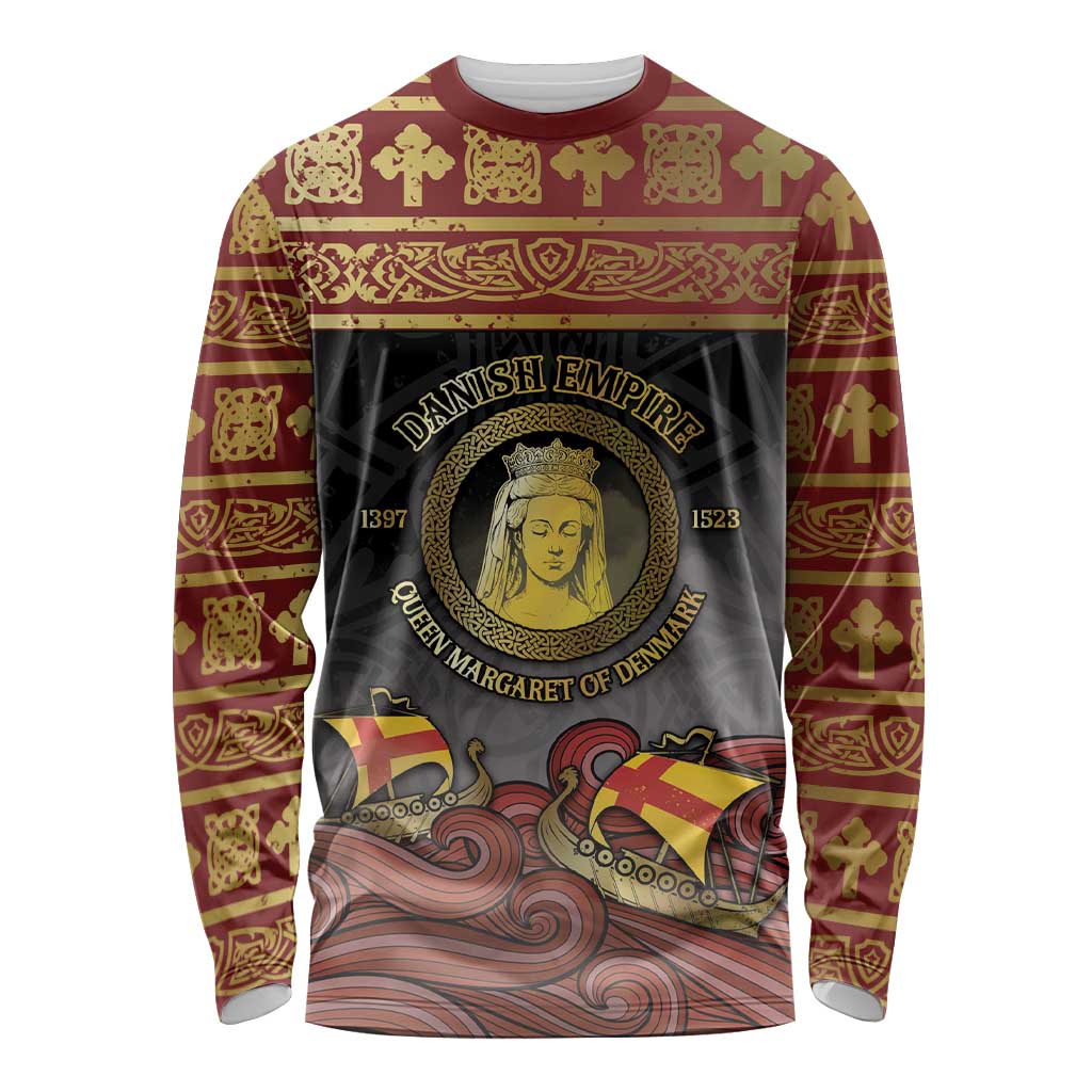 Danish Empire Long Sleeve Shirt Kalmar Union With Viking Patterns - Wonder Print Shop